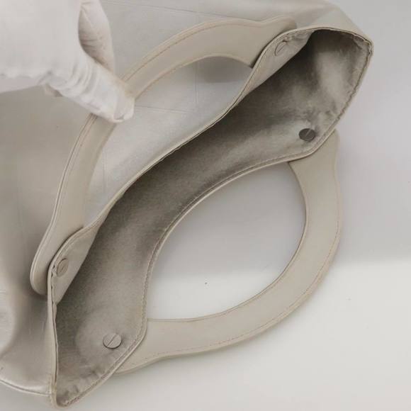 CHANEL Matelasse Hand Bag Leather Silver Light Gray Pearl CC Auth bs20615 - Picture 6 of 16